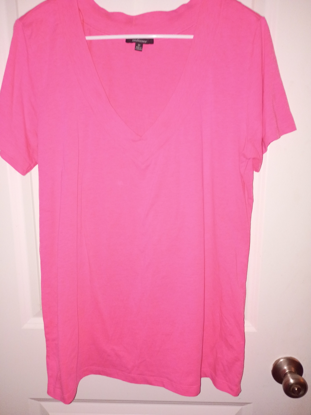 Ambience Soft V-Neck Short Sleeve Tee in Hot Pink